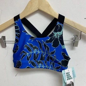 DSG Girls Performance Aspire Bra PRT Shadow Fronds Blue DAG11700PRTXG BRAND NEW - Picture 1 of 5