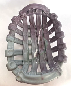 Studio Pottery Lattice Basket Lavender and Aqua Signed 12.25" by 9" Shelf308 - Picture 1 of 7