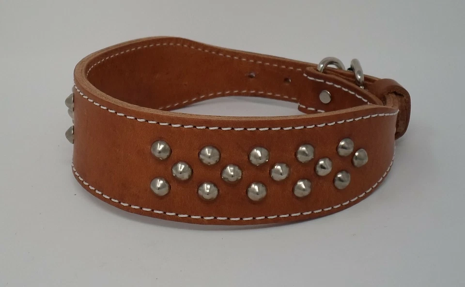 #129 COLLAR CÓNICO 2 CAPAS 19" CUERO CÓNICO CON PLACA DE IDENTIFICACIÓN DE LATÓN SIN TACHUELAS Foto 1 de 1