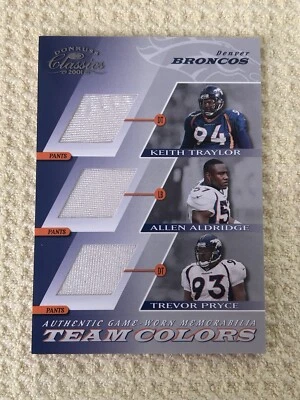2001 Donruss Classics Team Colors Bill Romanowsk BRONCOS 6Player Game Worn Relic - Image 1 of 2