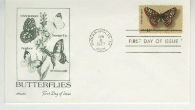Checkerspot Butterfly FDC 1977 Artmaster Cachet Cover Scott #1713 13c Stamp S32 - Image 1 of 2