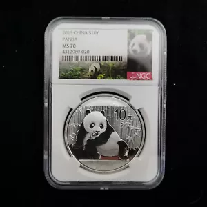 2015 China Panda Coin 10 Yuan 1 oz Ag.999 Panda Silver Coin NGC MS70 - Picture 1 of 2