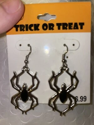 Pendientes colgantes de araña negra truco o trato de Halloween Foto 1 de 2