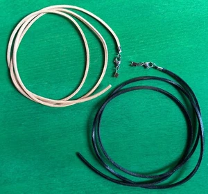 Echt Leder Lederband eckig Natur Kette mit Verschluss aus Edelstahl 90cm kürzbar - Bild 1 von 3