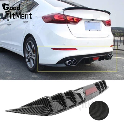 For Hyundai Elantra 2017 2018 Carbon Rear Bumper Diffuser Lip W / Red LED Light - Image 1 of 4