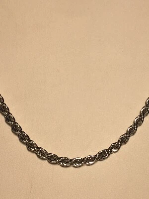 14K WHITE GOLD PLATED ROPE CHAIN~*22  INCHES LONG~4 MM Thick~Lobster Claw Clasp - Image 1 of 4