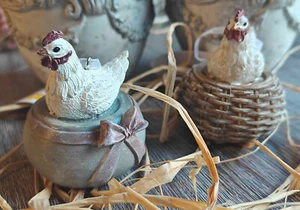 Cestino gallo pasquale nido da appendere 6 x 5 cm casa di campagna Clayre & Eef vari - Foto 1 di 9