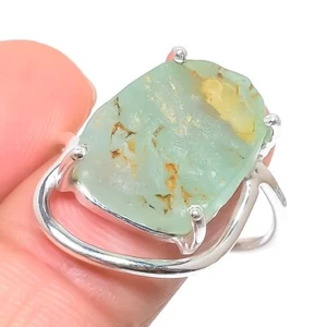 Natürlicher grober Prennit Edelstein 925 Sterlingsilber Schmuck Ring Größe 10 (US) - Bild 1 von 1