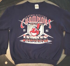 Vintage 1995 Cleveland Indians Crewneck Sweater Size XL Logo Rare