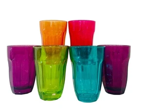 Pasabahce Palaks 6 oz Juice Glasses Jewel Colored Set of 6 Mid Century 4” Tall - Picture 1 of 7