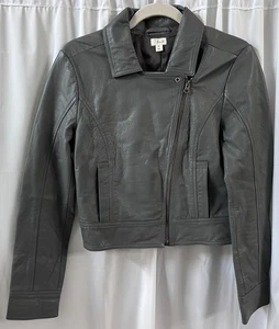 Chaqueta de motociclista asimétrica de cuero gris Frenchi para mujer talla mediana - Imagen 1 de 9
