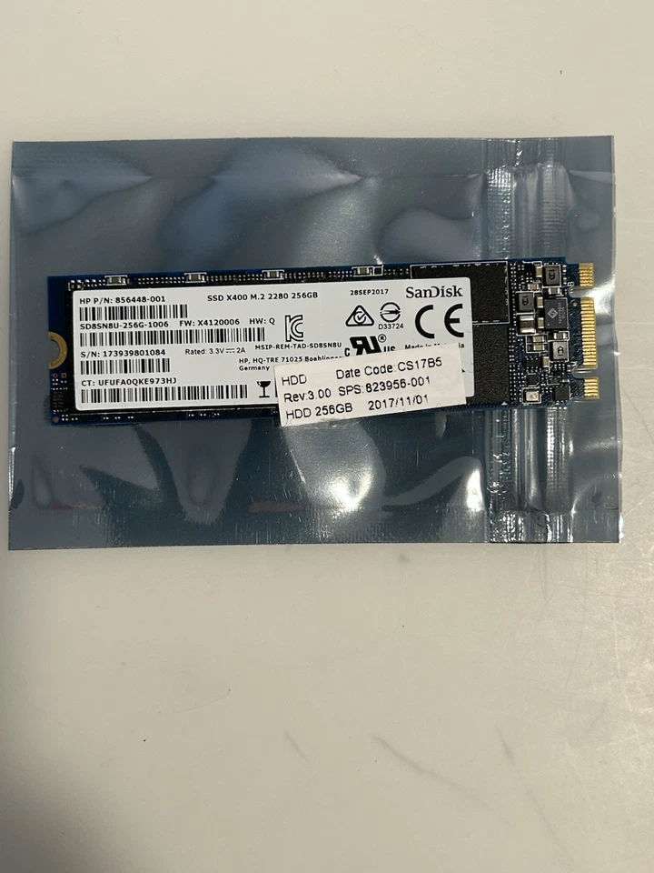 SanDisk SSD X400 M.2 2280 256Gb Model SD8SN8U-256G-1006 HP 856448-001 - Image 1 of 3