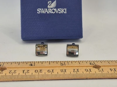 Swarowski Faceted Clear Crystal Cuff Links #973791 BLACK DIAMOND NEW IN BOX - Image 1 of 4