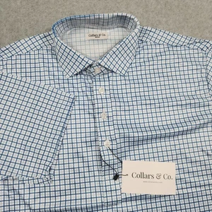 Collars and Co Poloshirt mittelblau kariert Kleid Kragen Büro Freizeit NEU - Bild 1 von 13