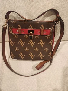 Adrienne Vittadini Red Brown Tote Crossbody W/Buckle Zip Closure  - Picture 1 of 4