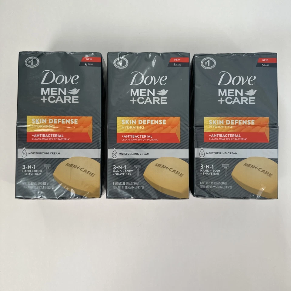 Dove Men Care Skin Defense Antibacterial Hydrating Bar Soap 6 Bars