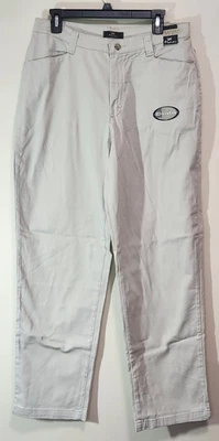 Calça Lee feminina tamanho 14 média lisa frente perna cônica cáqui claro nova com etiquetas - Imagem 1 de 4