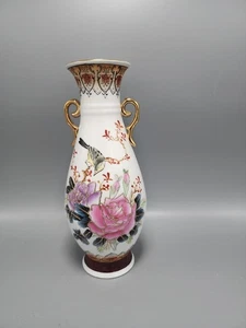 Lingnan Keramik Deko Vase mit Rose, Vogel, Made in China - Bild 1 von 19