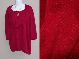 Catherines Rojo Brillante Suéter Tejido Top Talla Grande 3x NAVIDAD VACACIONES Capucha Blusa - Imagen 1 de 10