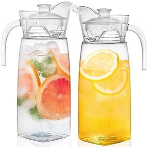 2 Pack 42 Oz Acrylic Pitcher with Lid and Spout, Clear Plastic Water Pitcher ... - Picture 1 of 7