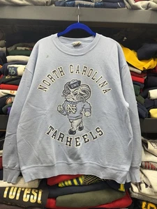 Vintage 90s Univeristy Of North Carolina Tarheels Unc Blue Sweatshirt Nutmeg - Picture 1 of 10