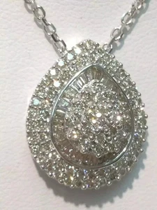 3Ct Round Lab-Created Diamond Cluster Pendant 14K White Gold Plated Free Chain - Picture 1 of 2