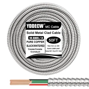 50 Fuß 10/3 Metall plattiert (MC) Kabel mit Masse, 10 Stärke Elektrokabel mit Alaun... - Bild 1 von 7