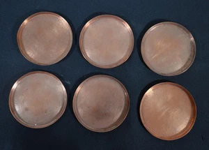 Vintage Hand Hammered Copper Set of 6 Coasters Orpheus Coppersmith Kurt Strehl - Picture 1 of 8