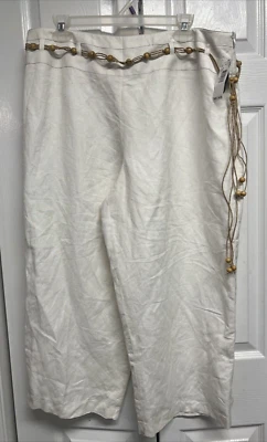 全新 女式 Pantology 亚麻短裤 白色 Capris 高腰 加大 18W 码 — 第 1/4 张图片