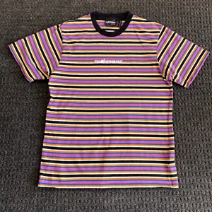 The Hundreds Vintage 90’s Style T Shirt Striped Multi Colored Pink Ringer L - Picture 1 of 10