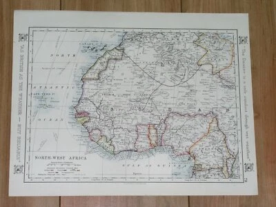 1921 ANTIGUO MAPA DE ÁFRICA OCCIDENTAL RIO DE ORO SAHARA NIGERIA ANGOLA ANGOLA GABÓN Foto 1 de 4
