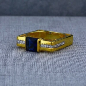Exclusive Heavy Solitaire Stone Ring 22k Yellow gold Men's Gold Ring CZ stone 40 - Picture 1 of 3