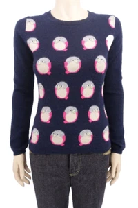 FTC Cashmere 100% Kaschmir Pullover Germany U-Ausschnitt Animal Print Vögel Gr. M - Bild 1 von 6