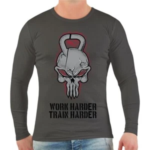 Longsleeve Work Harder Train Harder Gym fitness studio bodybuilding bodybuilder - Bild 1 von 3