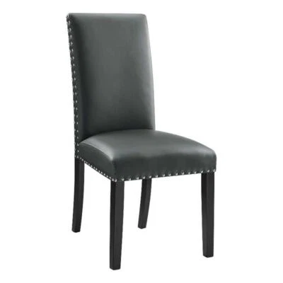 Modway Parcel Wood and Faux Leather Dining Side Chair in Gray - Image 1 of 4