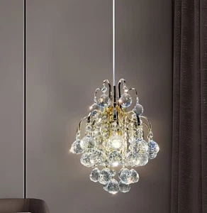 Small Gold Ceiling Light Rain Drop Crystal Chandelier Dining Room Pendant Lamps - Picture 1 of 4