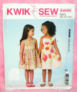 Uncut Kwik Sew Child Girls 3-10 XXS-L Sleeveless Summer Party Dress Pattern 4096 - Picture 1 of 2