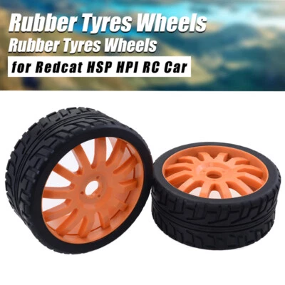 2x Orange Gummireifen Räder für Redcat HSP HPI Hobao Kyosho 1/8 On-Road RC Car - Bild 1 von 4