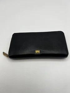 Kooba Zip Around Black Leather Wallet Pocketbook With Brown Interior Good Cond - Picture 1 of 11
