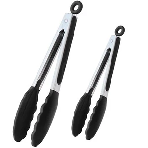 Kitchen Tongs for Cooking with Non-Stick Silicone Tip 2 Pack 9" & 12" Heat Re... - Picture 1 of 9