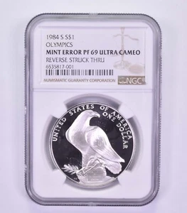 Mint Error PF69 UCAM 1984-S Los Angeles Olympics - REV Struck Thru - NGC *9610 - Picture 1 of 3