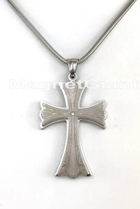 Solid stainless steel Cross Clear CZ crystals Pendant with necklace/chain - Picture 1 of 2