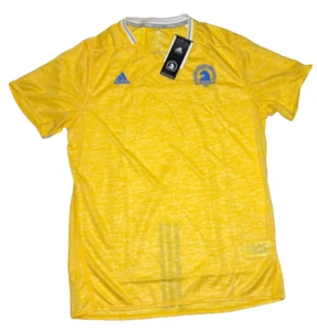 Adidas Mens T-Shirt Size Medium 120th B.A.A. BOSTON MARATHON Yellow 2016 NWT - Picture 1 of 8