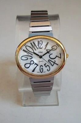 Women's Number Dial Gold & Silver Finish Stretch Band  Fashion Casual Watch - Image 1 of 3
