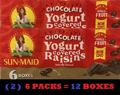 2x Sun-Maid CHOCOLATE YOGURT Covered California Raisins Sun Dried 6 Pks 12 BOXES - Image 1 of 4