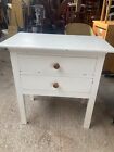 Vintage White Painted Wooden Chest 2 Drawers on Legs Vanity Unit Dressing Table