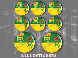 8 x 3D ROUND Stickers Resin Domed Flag Saskatchewan - Adhesive Decal Vinyl - Picture 1 of 1