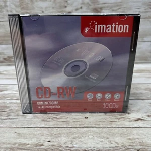 Paquete de 10 discos CD-RW Imation 700 MB 80 min compatibles 1x-4x nuevos sellados de fábrica - Imagen 1 de 3