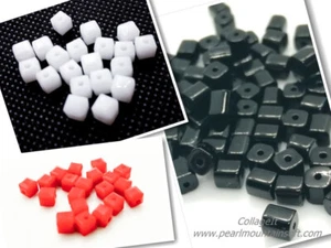Glass Cube Beads 4mm - Choice of Colours - Pack of 20 - Picture 1 of 7