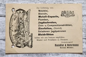 1909 Haendler Natermann Hannover Münden Jagd Schrot Walzblei Patronen Postkarte - Picture 1 of 2